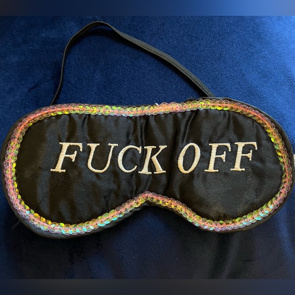 Urban Outfitters Shameless F*ck Off Sleep Mask with Iridescent Trim - Picture 1 of 5